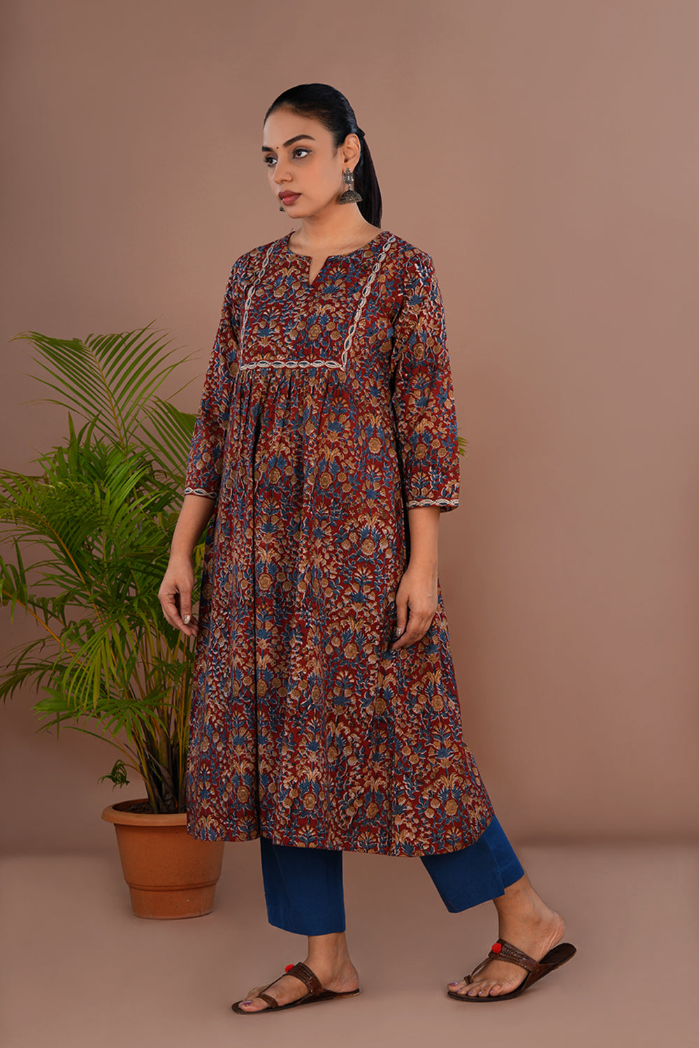 Image of Kalamkari handblock printed long kurta